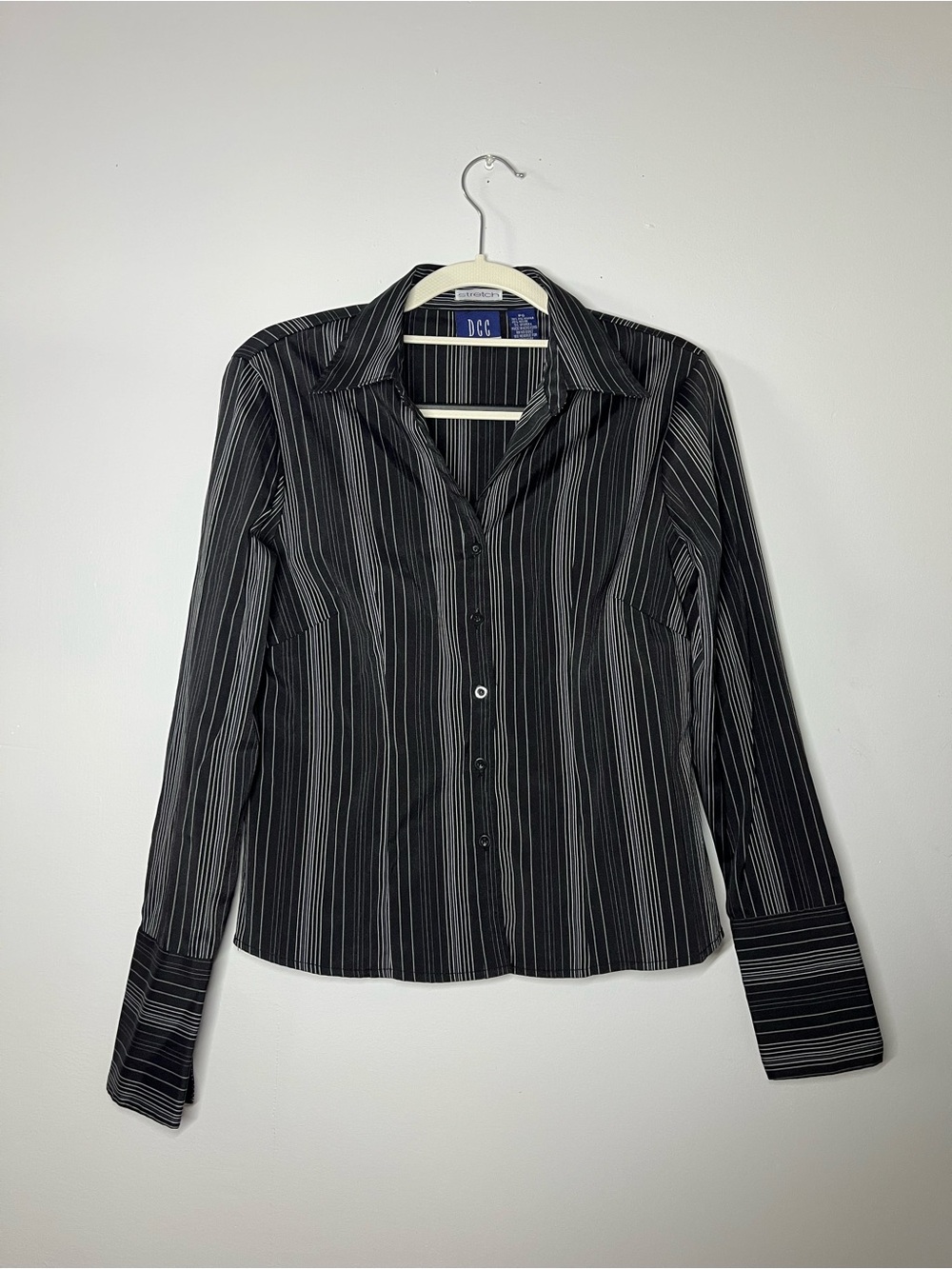 vintage striped black and white button up
